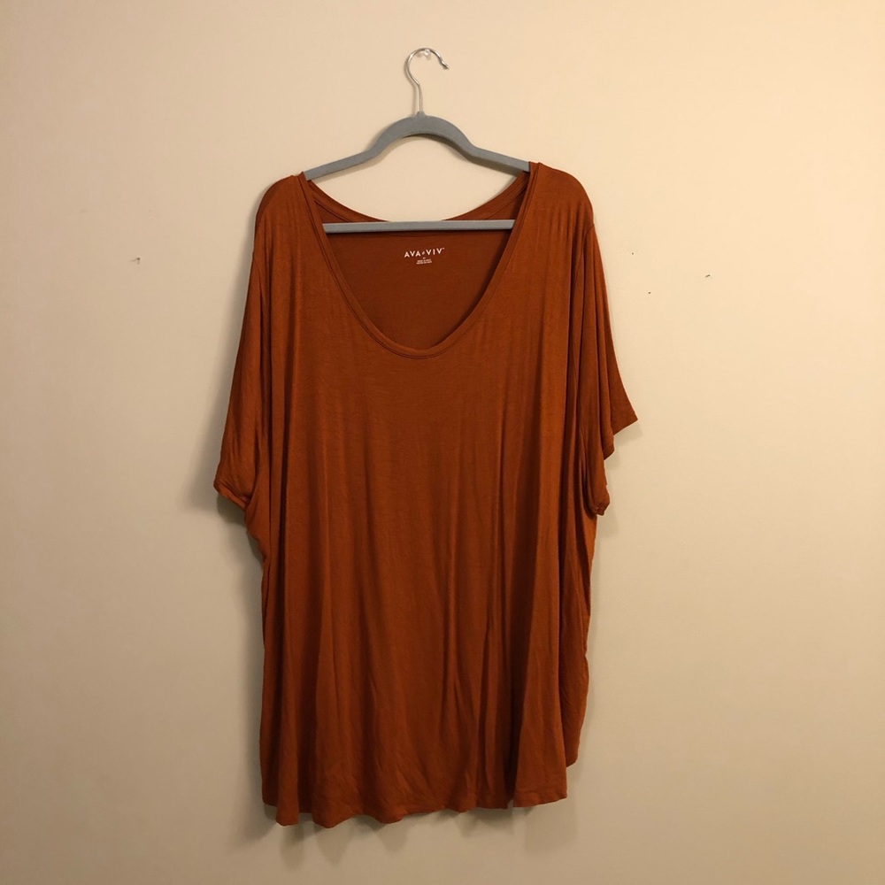 AVA & VIV // Burnt Orange Scoop Neck